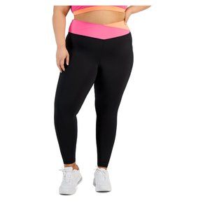 NWT ID Ideology Womens Colorblock Side Pocket Leggings Black Size 2X $50 B340